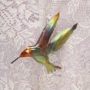 Handmade Vintage Iridescent Copper Hanging Hummingbird decoration